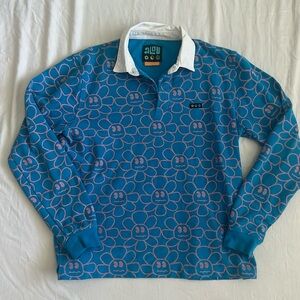 A-Lab Garden Party Blue Long Sleeve Polo Mens/Unisex Small